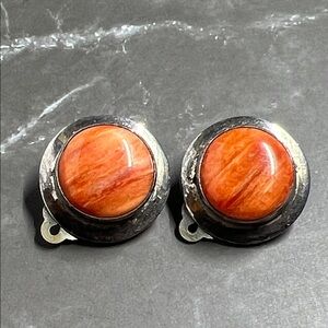 Native Sterling Orange Spiny Oyster Earrings